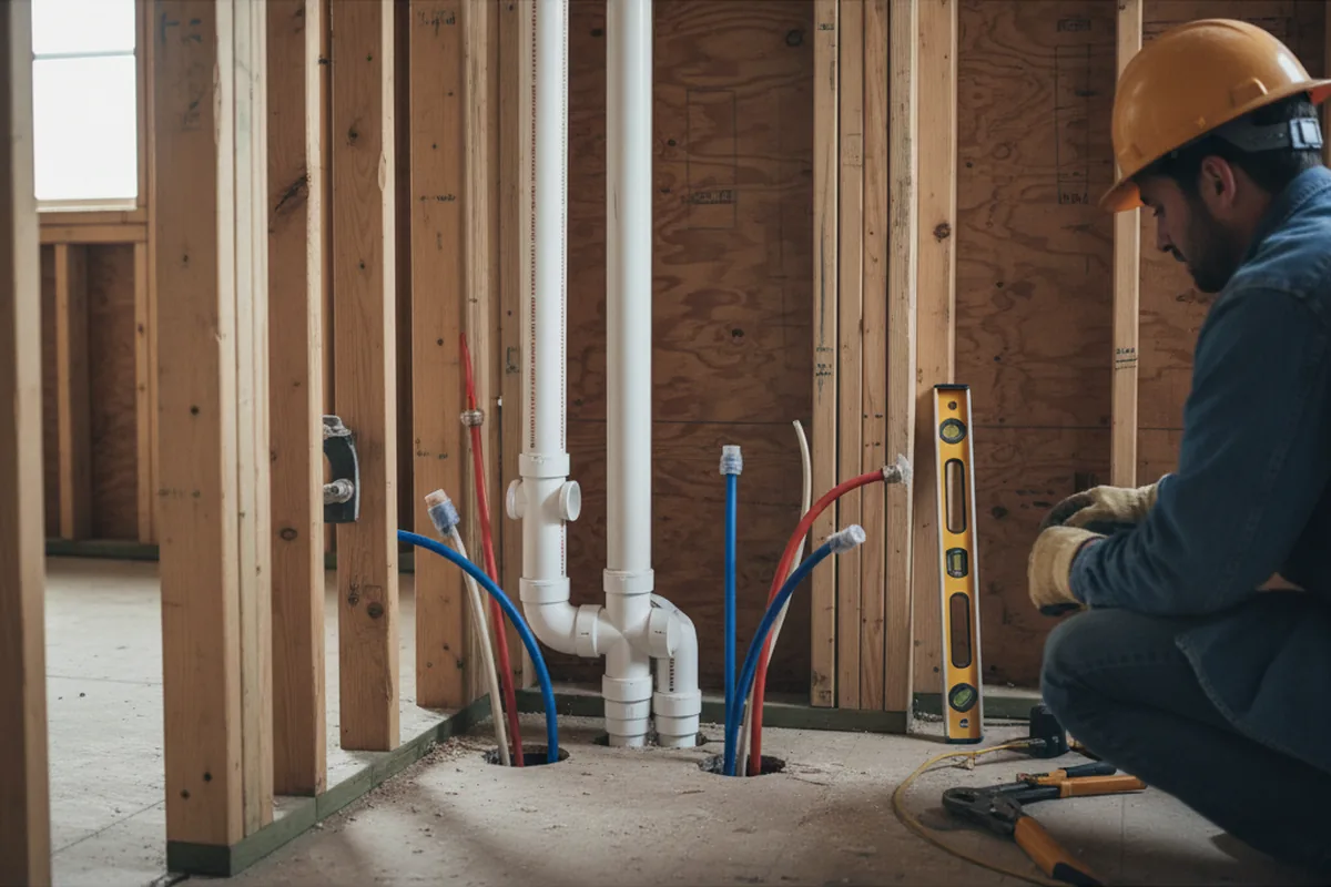 Drain and supply rough-in during Drain Cleaning in Cloverdale