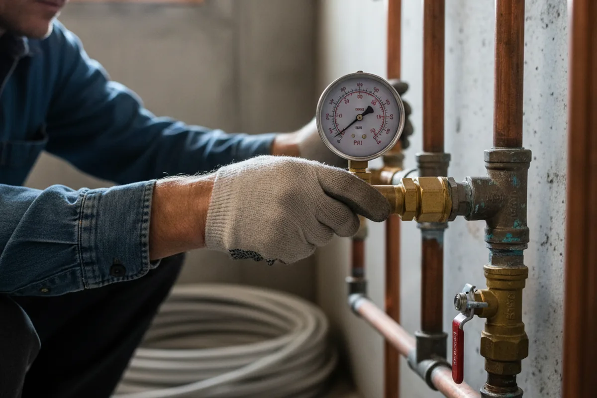 Pressure testing a repaired line during Water Line Repair in Cloverdale